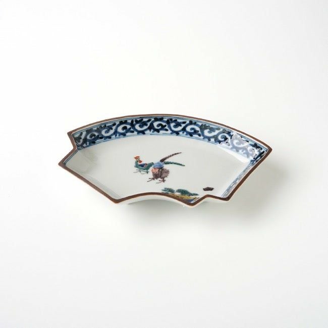 山本長左（やまもとちょうざ） 【山本長左】5.5号扇面皿 色絵花鳥〈1枚