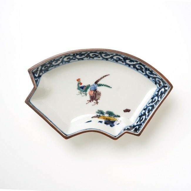 山本長左（やまもとちょうざ） 【山本長左】5.5号扇面皿 色絵花鳥〈1枚