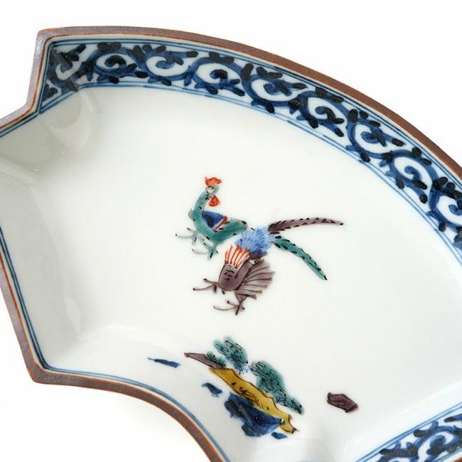 山本長左（やまもとちょうざ） 【山本長左】5.5号扇面皿 色絵花鳥〈1枚