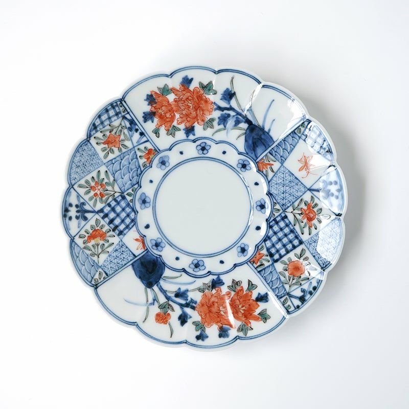 山本長左（やまもとちょうざ） 【山本長左】菊型珈琲碗皿 色絵間取花鳥