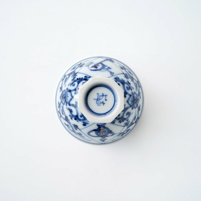 値下げ★山本長左 作 青華鳳凰文 盃 宮内庁御用窯】8.5号皿 青華双輪文/山本長左