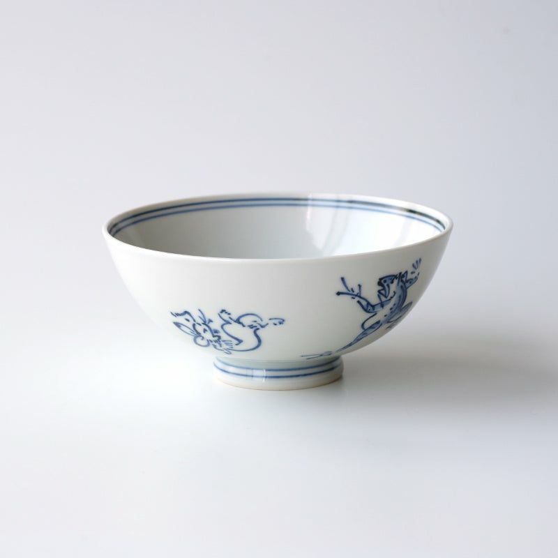 鳥獣戯画（ちょうじゅうぎが） 鳥獣戯画 飯茶碗 染付〈1個〉 京焼