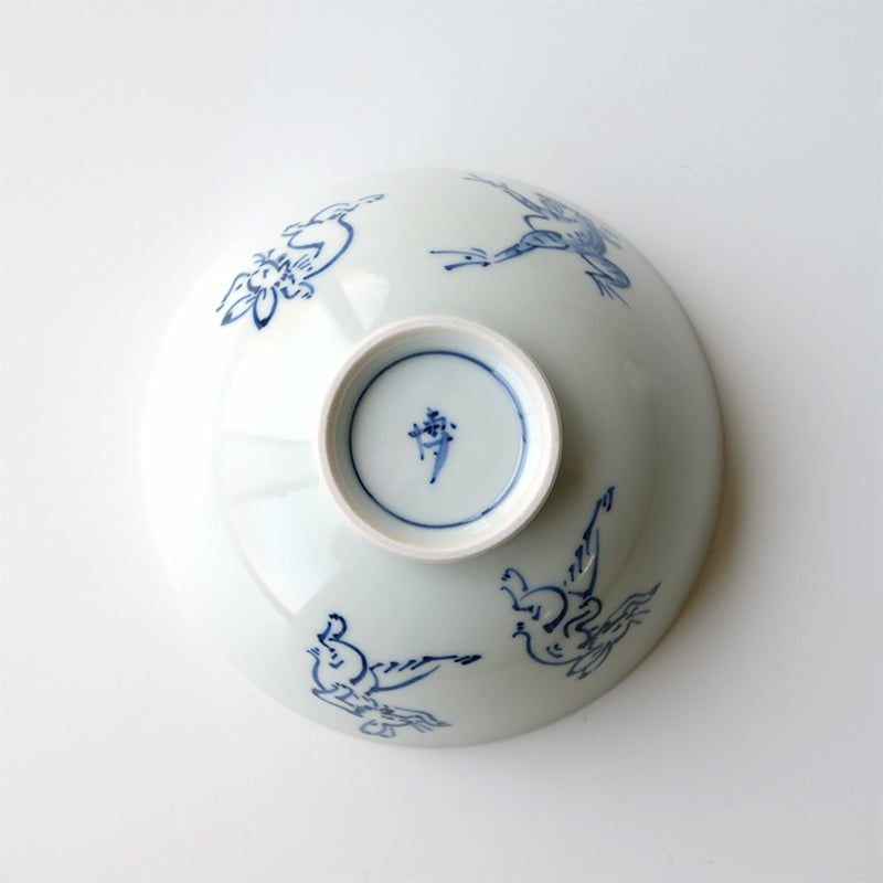 鳥獣戯画（ちょうじゅうぎが） 鳥獣戯画 飯茶碗 染付〈1個〉 京焼