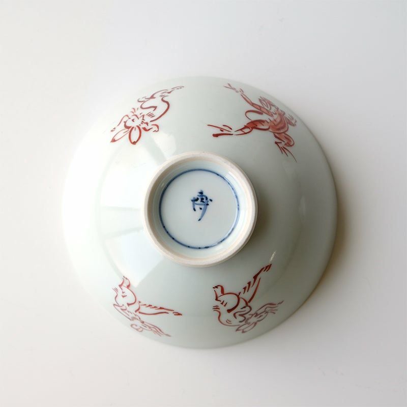 鳥獣戯画（ちょうじゅうぎが） 鳥獣戯画 飯茶碗 赤絵〈1個〉 京焼