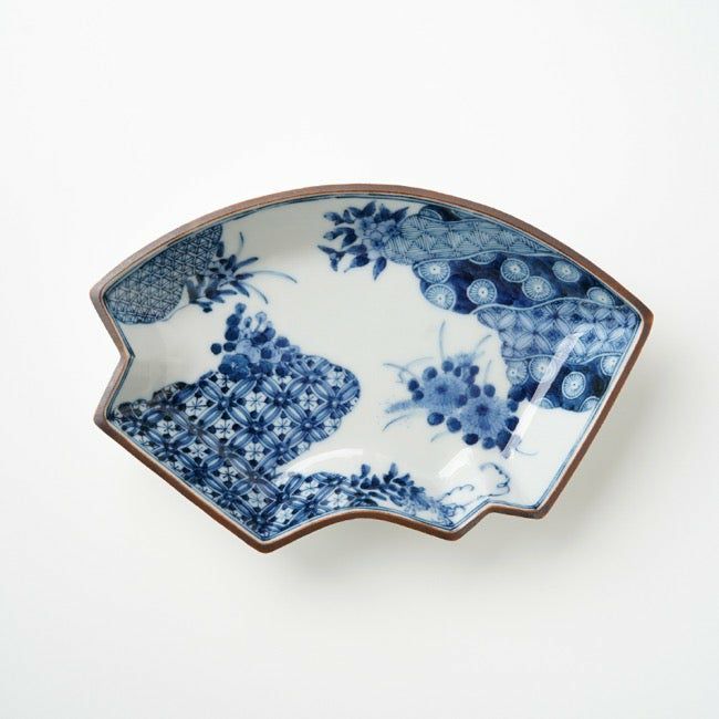 山本長左（やまもとちょうざ） 【山本長左】5.5号扇面皿 草花文〈1枚