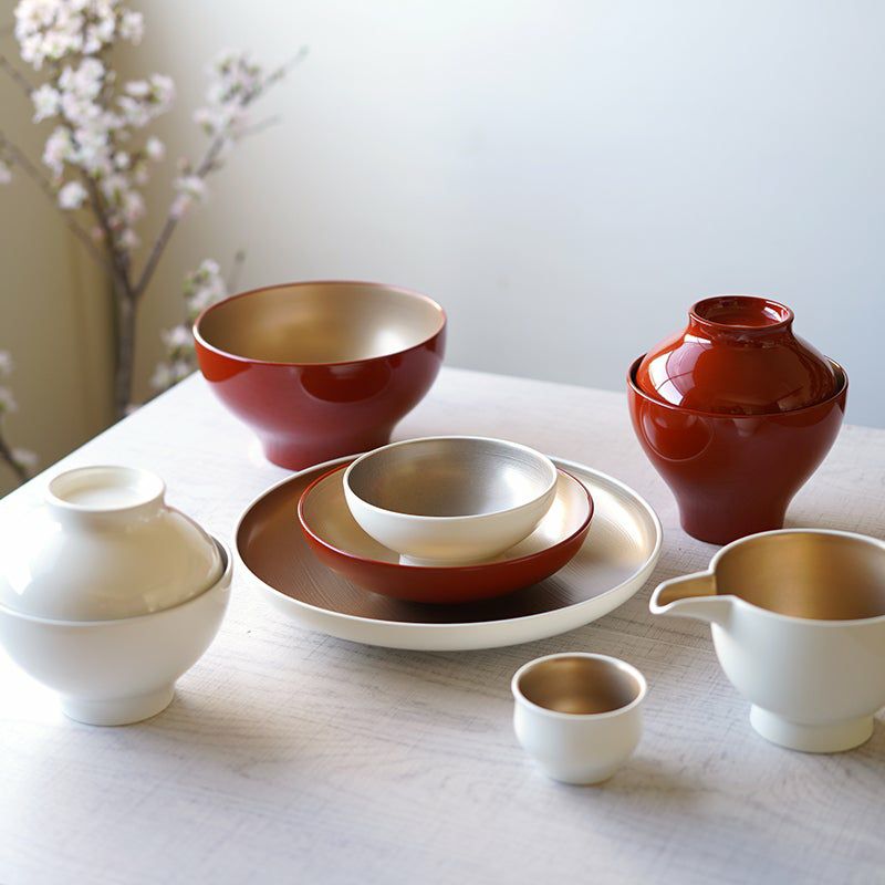 越前塗 天然木 合成漆器 漆器 プレート 和モダン漆器 【越前塗】光琳プレート（大） スノーシルバー〈1枚