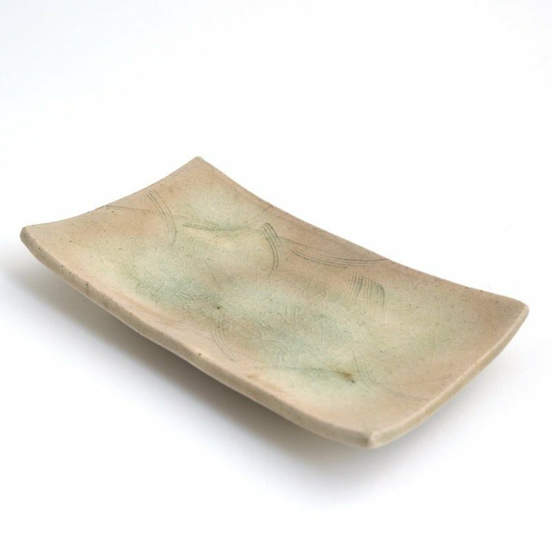 灰釉草文（はいゆうそうもん） 灰釉草文 長角皿 〈2枚〉 美濃焼 |皿や