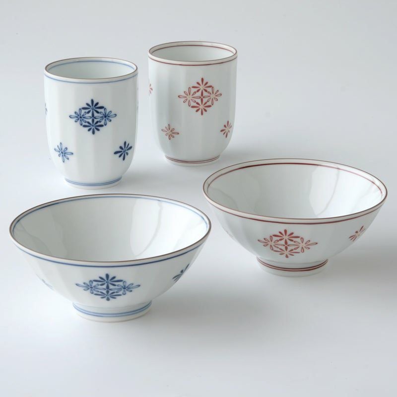 【新品未使用】たち吉　みやこ 夫婦揃〈茶碗2個・湯呑2個〉 京焼・清水焼 シリーズ以外・その他 菊菱 夫婦揃〈茶碗2個・湯呑2個〉 美濃焼 |皿や