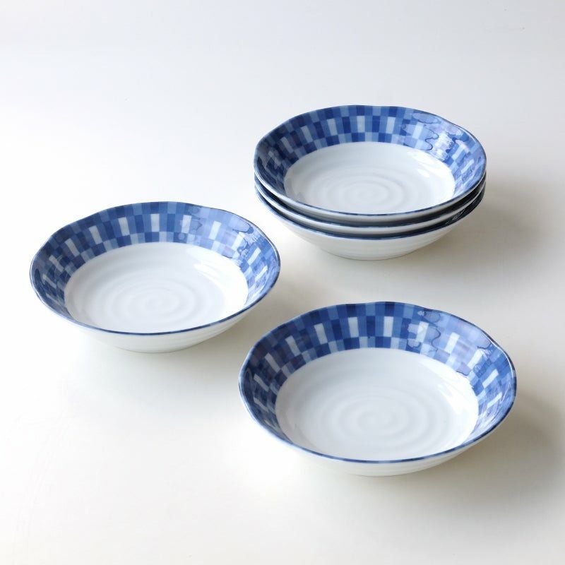 AI診断/極美品たち吉 同等意匠 瑠璃金彩 麦の穂 28cm 特大皿 5枚セット 瑠璃かさね 団らんシリーズ 瑠璃かさね 小鉢〈5個〉 美濃焼 |皿や鉢