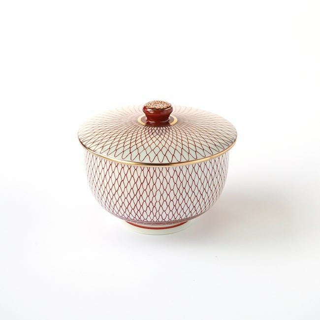 SALE 【九谷焼SALE】赤網 蓋付二客碗〈2客〉 |皿や鉢など和食器の通販