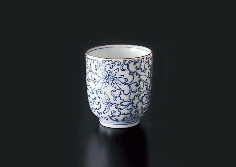 京唐草（きょうからくさ） 単品 京唐草 湯呑（青）〈1個〉 瀬戸焼 |皿