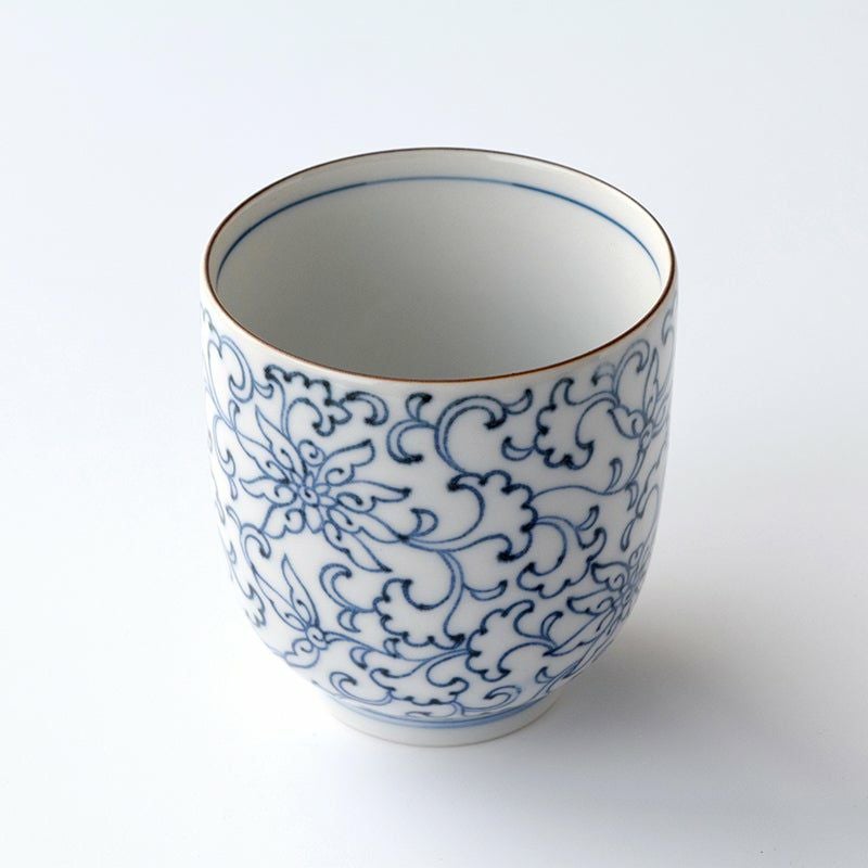 京唐草（きょうからくさ） 単品 京唐草 湯呑（青）〈1個〉 瀬戸焼 |皿