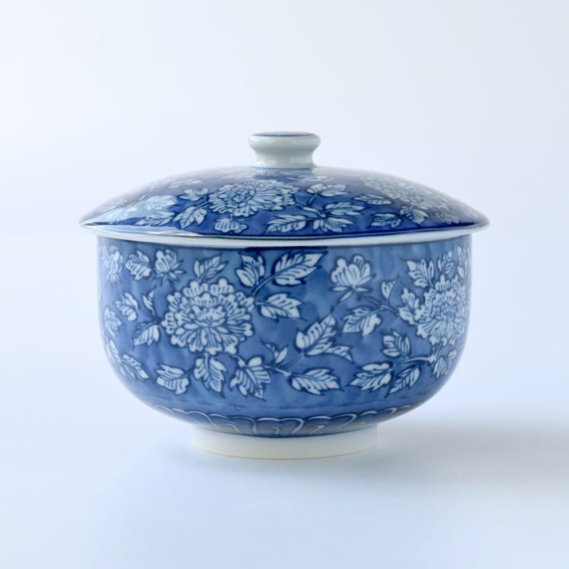 シリーズ以外・その他 染牡丹 蓋付お茶呑茶碗（木箱入）〈5客〉 美濃焼