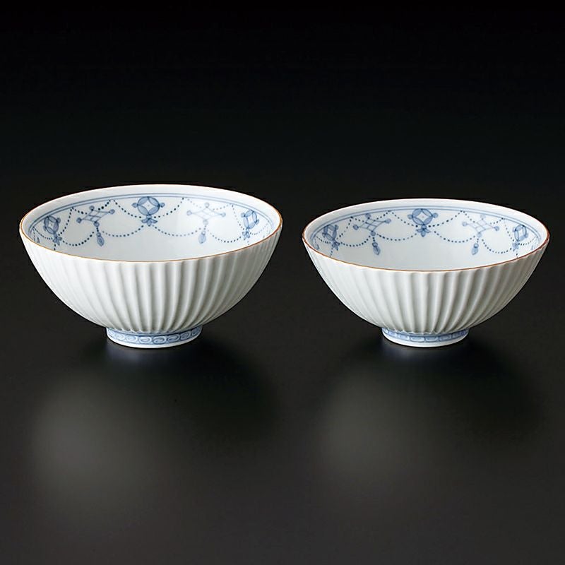 青華瓔珞文（せいかようらくもん） 青華瓔珞文 夫婦茶碗（桐箱入）〈2