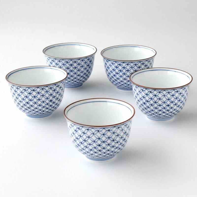 シリーズ以外・その他 染付七宝文 お茶呑茶碗（桐箱入）〈5個〉 波佐見