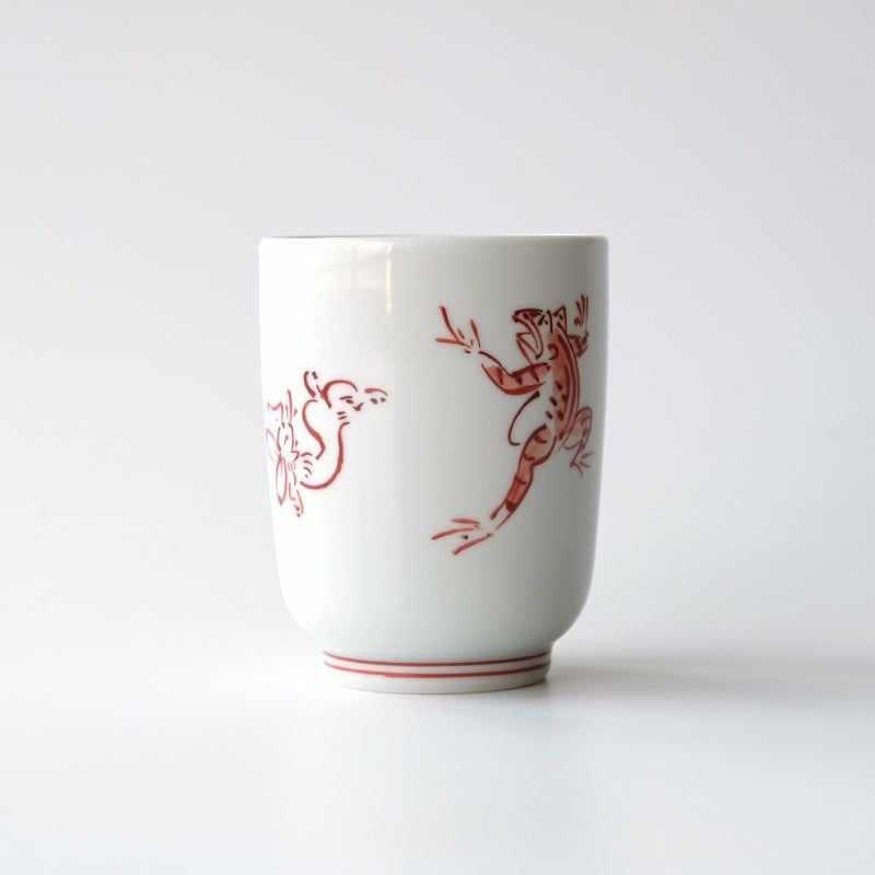 鳥獣戯画（ちょうじゅうぎが） 鳥獣戯画 湯呑 赤絵〈1個〉 京焼