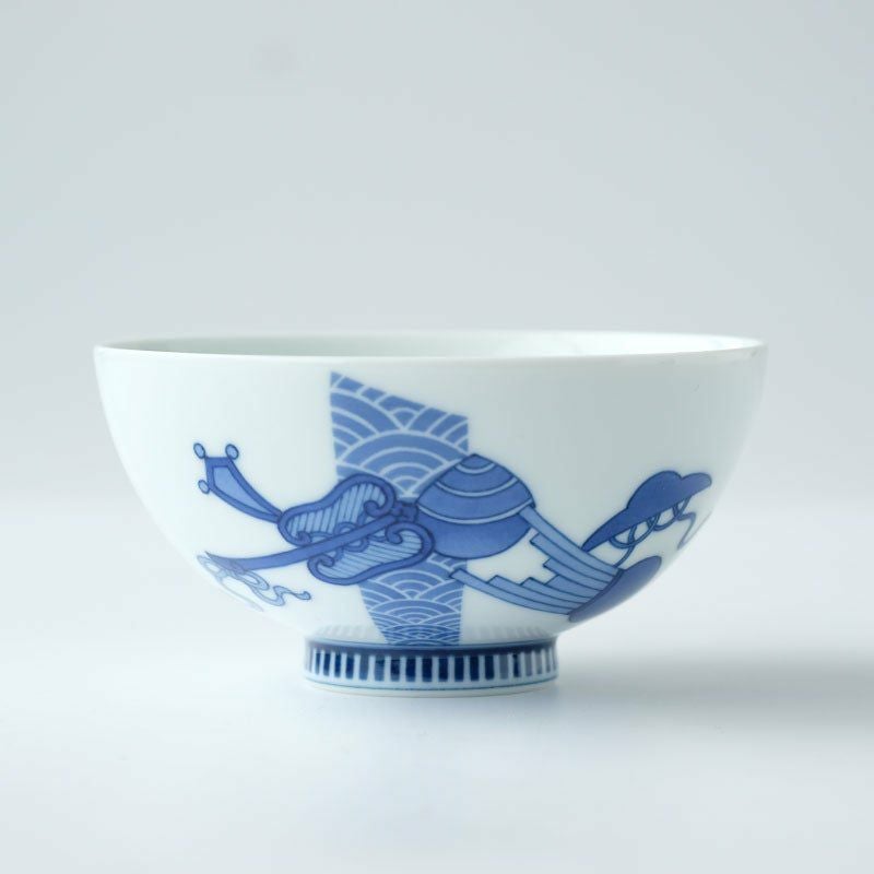 縁起物　萬福茶碗　一口呑茶碗　銀龍　インテリア　置物　時代物 縁起の茶碗 【匠の伝承】縁起の茶碗 鍋島宝づくし 飯茶碗（染付）〈1個