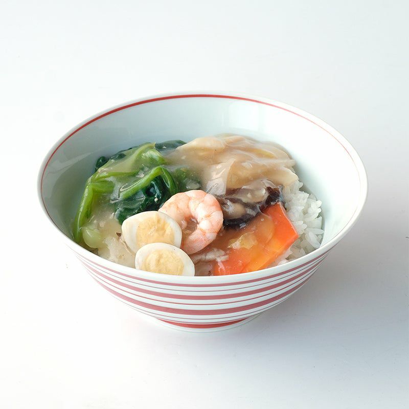 おてがる丼 おてがる丼 ボーダー赤〈1個〉 波佐見焼 |皿や鉢など和食器