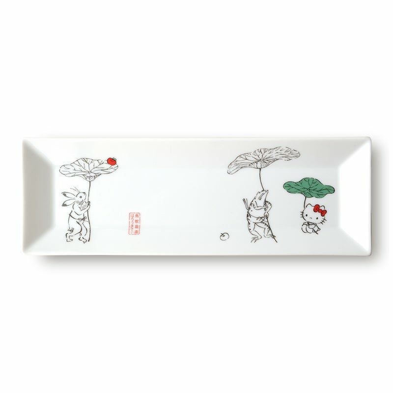 ハローキティ 鳥獣戯画 ハローキティ 鳥獣戯画 長角皿（蓮の傘）〈1枚