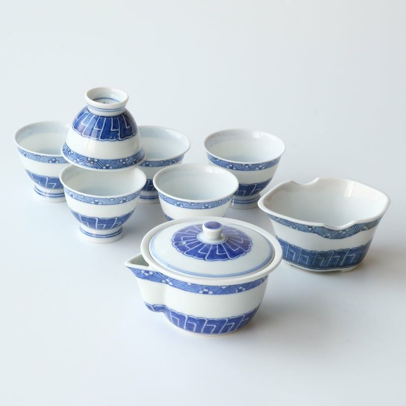 宝蔵】京焼 加藤和峰 染付煎茶器 宝瓶 湯冷まし 煎茶碗5客 共箱 | APPS