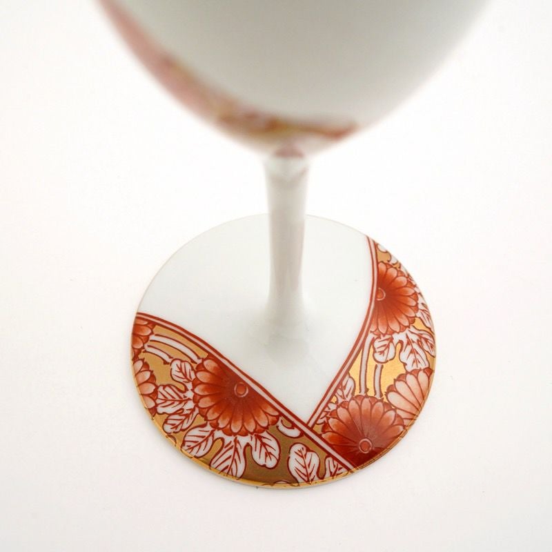 有田焼・伊万里焼（佐賀県） 【有田焼】捻り金彩菊絵内金彩 細型ステム
