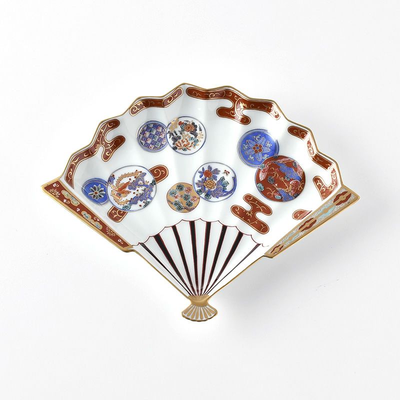 越前自然釉扇花入幅22.5cm 古伊万里シリーズ 【波佐見焼】赤濃鳳凰 扇皿〈1枚〉 |皿や鉢など和
