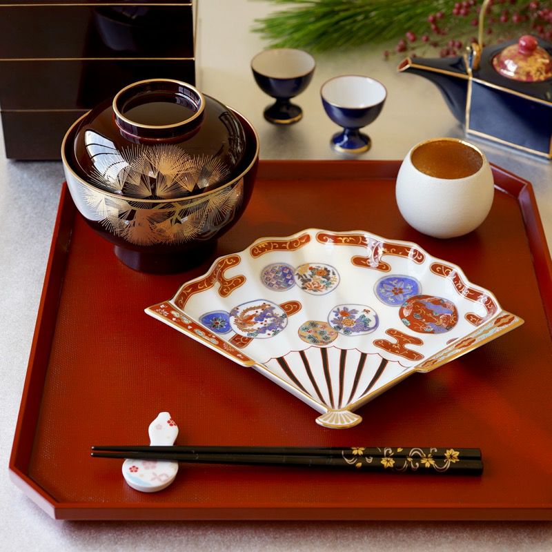 越前自然釉扇花入幅22.5cm 古伊万里シリーズ 【波佐見焼】赤濃鳳凰 扇皿〈1枚〉 |皿や鉢など和