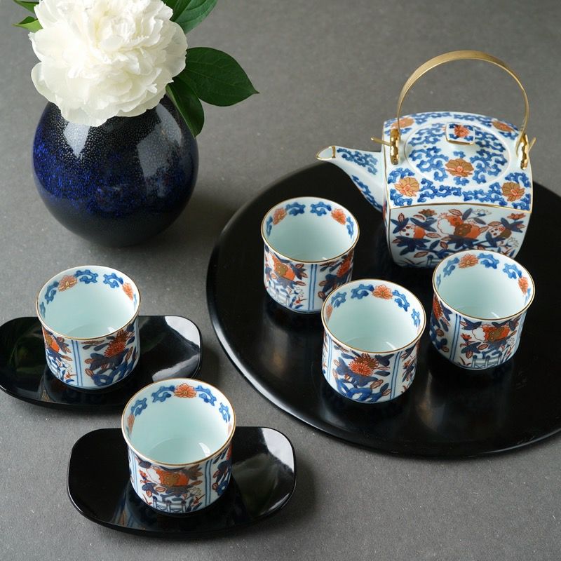 生活雑貨 食器 茶器 IwaiLoft 美しい手毬 花柄 茶器セット ティーポット 蓋碗 急須 横手