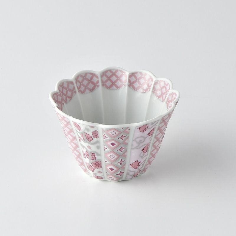 花柄ピンク陶器ボウル2個セット 花離宮シリーズ 【波佐見焼】花離宮 7.5cm ボウル（ピンク）〈1個