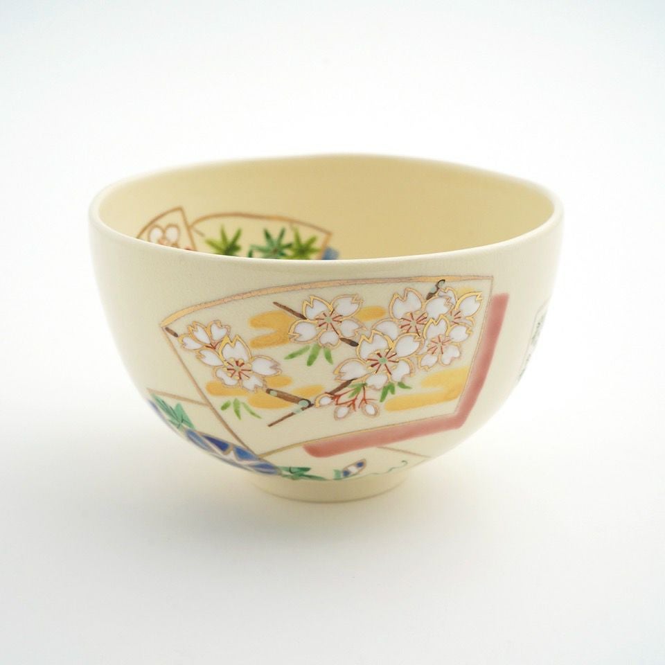 京焼・清水焼 抹茶碗 【京焼・清水焼】扇面四季草花 抹茶碗〈1個〉 |皿