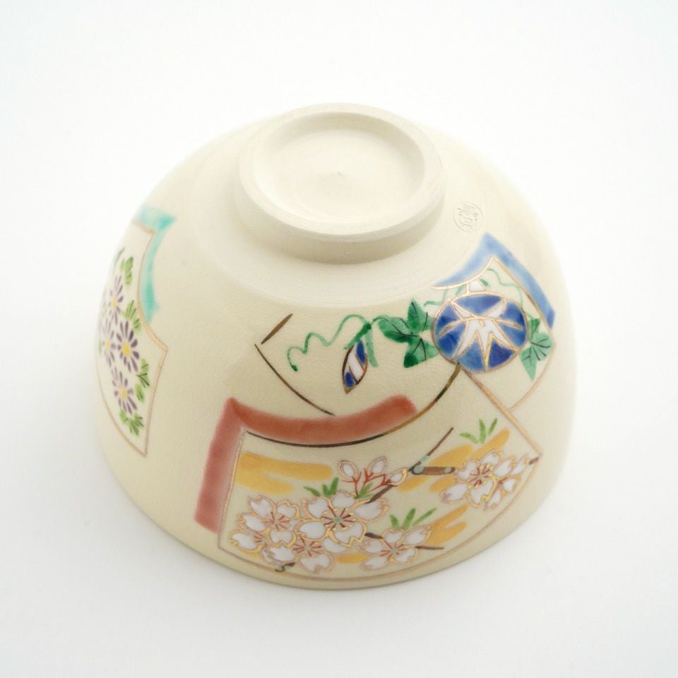 京焼・清水焼 抹茶碗 【京焼・清水焼】扇面四季草花 抹茶碗〈1個〉 |皿