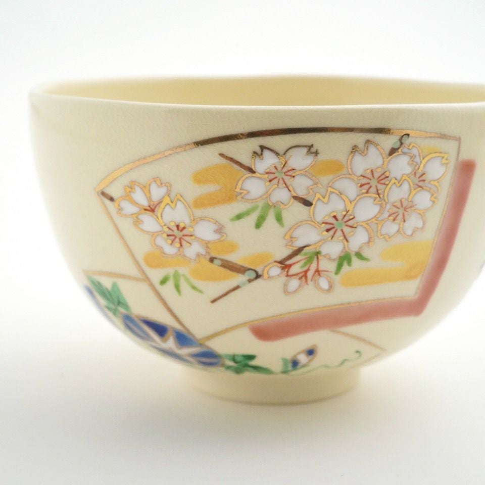 京焼・清水焼 抹茶碗 【京焼・清水焼】扇面四季草花 抹茶碗〈1個〉 |皿