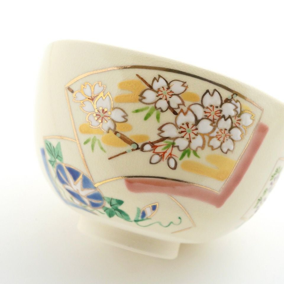 京焼・清水焼 抹茶碗 【京焼・清水焼】扇面四季草花 抹茶碗〈1個〉 |皿