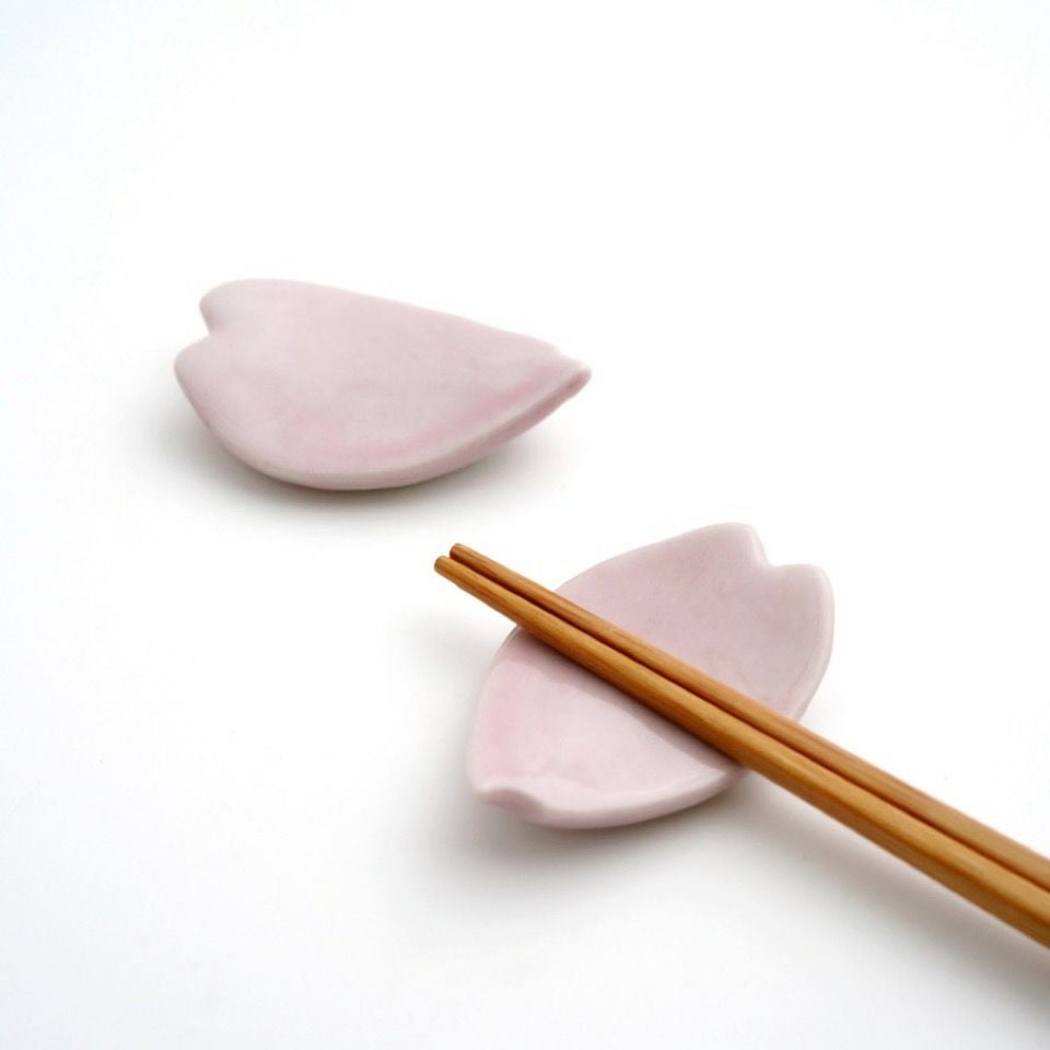京焼・清水焼 箸置き 【京焼・清水焼】ピンク桜 花びら形箸置〈5個