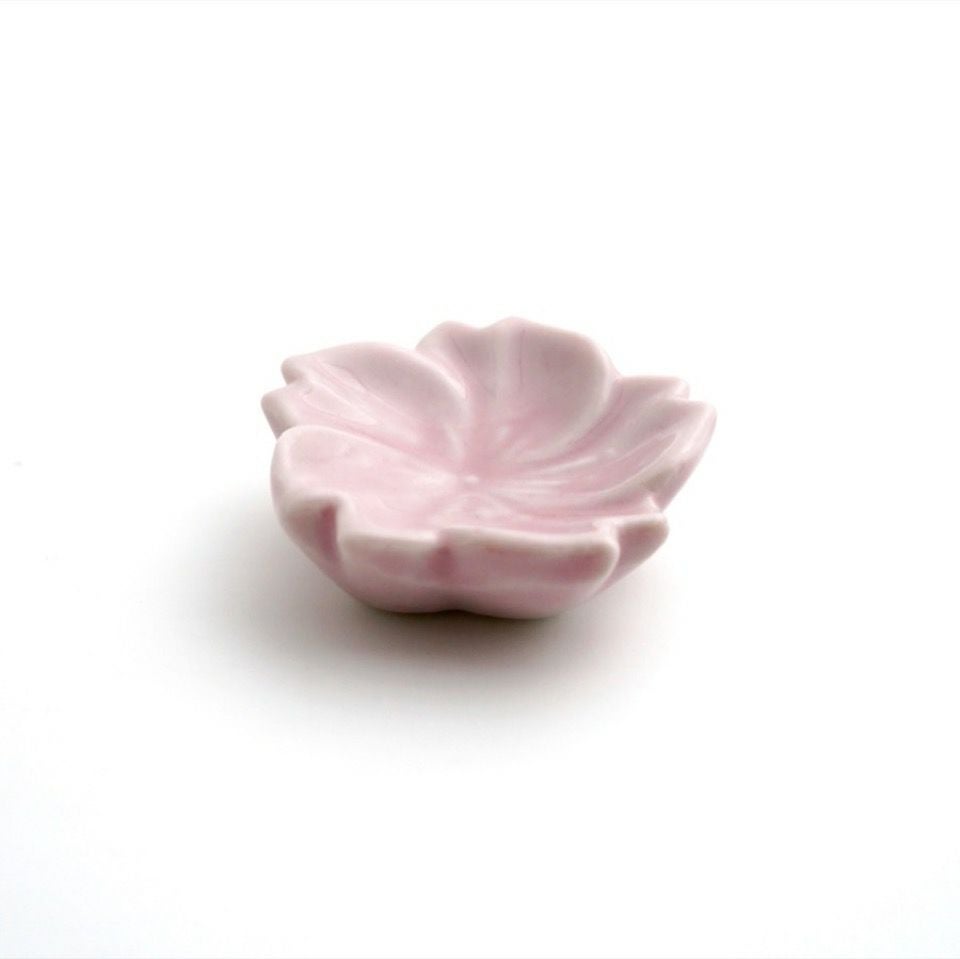 京焼・清水焼 箸置き 【京焼・清水焼】ピンク桜 凹み形箸置〈5個〉 |皿