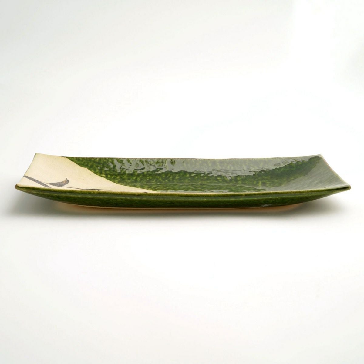 たち吉 長角皿5枚 28×11cm 緑系 焼物皿 長皿 和食器 橘吉 TACHIKICHI 札幌 西野店 瀬戸焼（愛知県） 【瀬戸焼】織部草紋 長角皿〈1枚〉 |皿や鉢など和