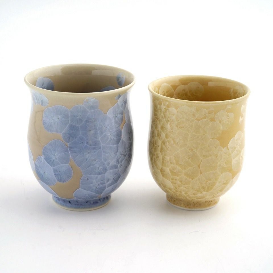 花結晶 【京焼・清水焼】花結晶 組湯呑（白地青赤）〈2個〉 |皿や鉢