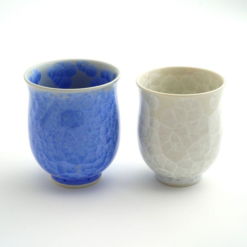 花結晶 【京焼・清水焼】花結晶 組湯呑（青・白）〈2個〉 |皿や鉢など