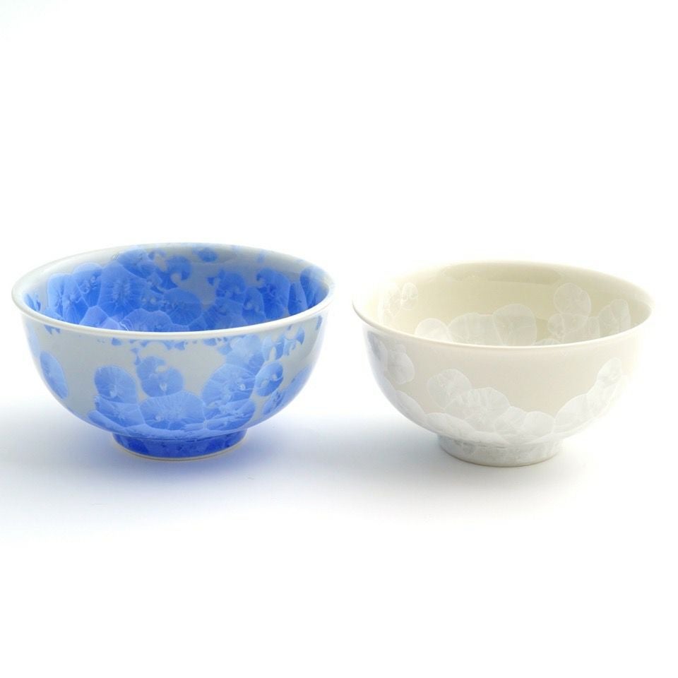 花結晶 【京焼・清水焼】花結晶 組茶碗（青・白）〈2個〉 |皿や鉢など