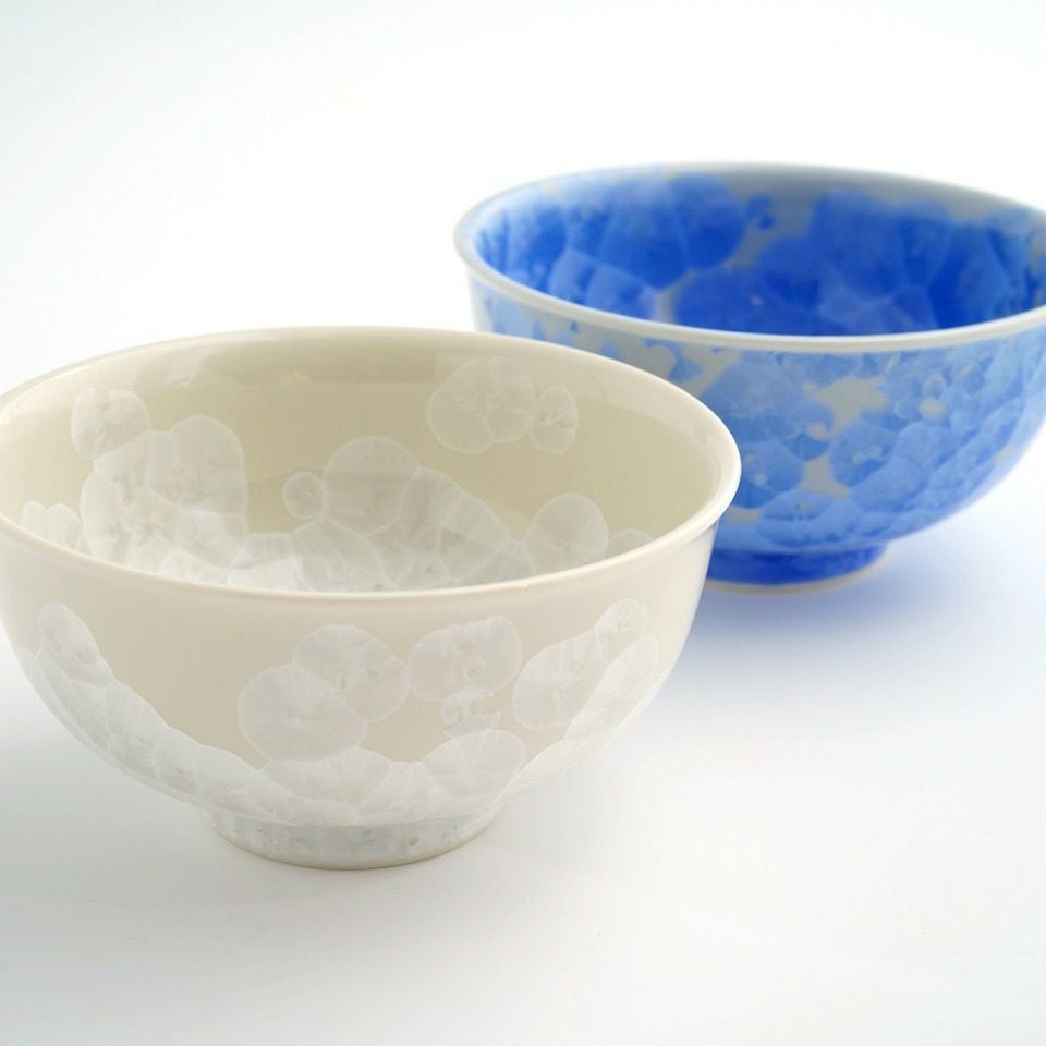 花結晶 【京焼・清水焼】花結晶 組茶碗（青・白）〈2個〉 |皿や鉢など