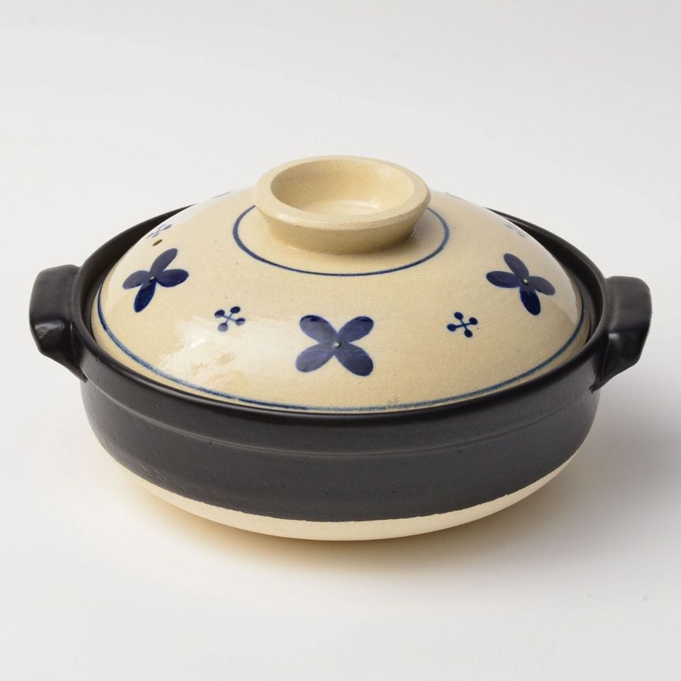新品  萬古焼 土鍋 9号 土鍋 9号 直火専用 小梅志野 4〜5人用 日本製 おしゃれ 萬古焼 花柄