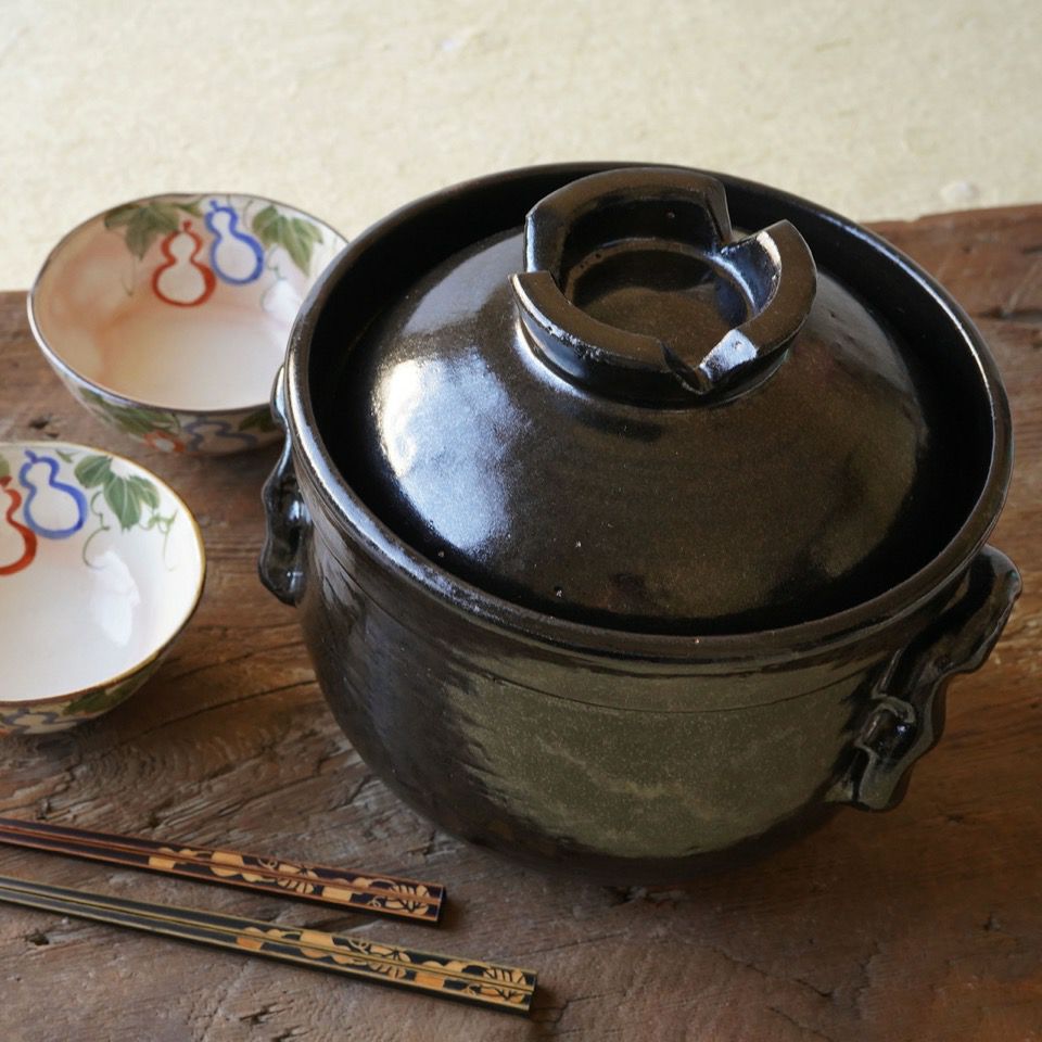 シリーズ以外・その他 黒釉 ご飯鍋（三合）〈1個〉 信楽焼 |皿や鉢など