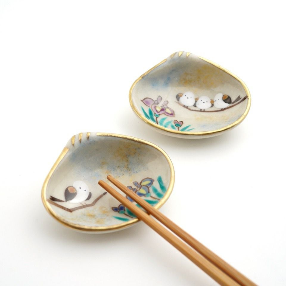京焼・清水焼（京都府） 【京焼・清水焼】シマエナガ菖蒲 貝形 ペア箸
