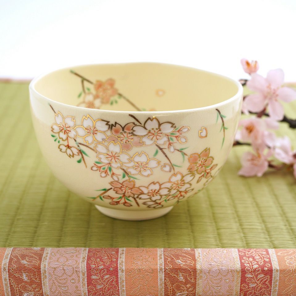 京焼・清水焼 抹茶碗 【京焼・清水焼】仁清しだれ桜 抹茶碗〈1個〉 |皿