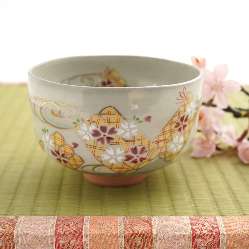 京焼・清水焼 抹茶碗 【京焼・清水焼】桜流水筏 抹茶碗〈1個〉 |皿や鉢