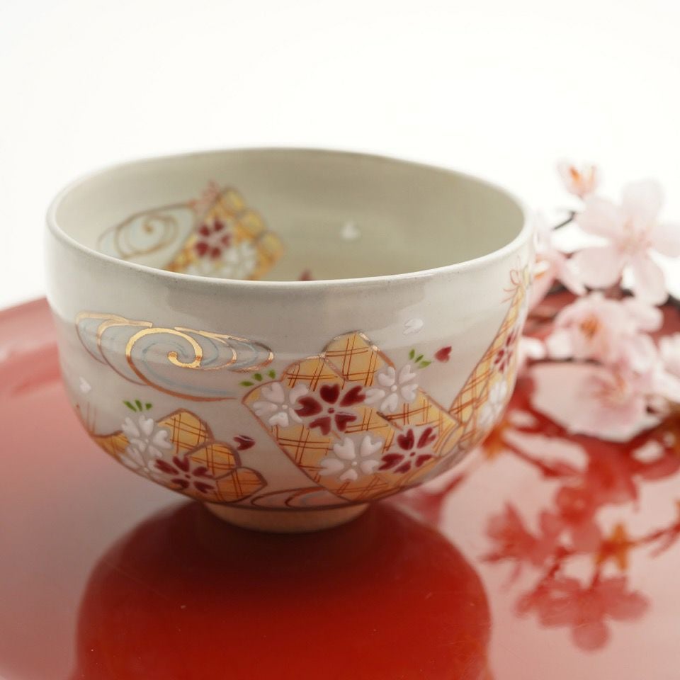 京焼・清水焼 抹茶碗 【京焼・清水焼】桜流水筏 抹茶碗〈1個〉 |皿や鉢