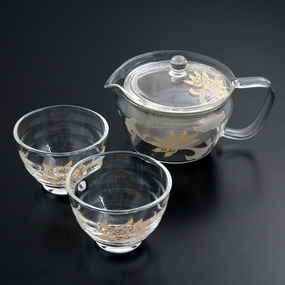 たち吉　京唐草　茶器5客と急須セット HARIO×たち吉 HARIO×たち吉 茶茶急須 禅・湯呑セット 京唐草〈急須1個