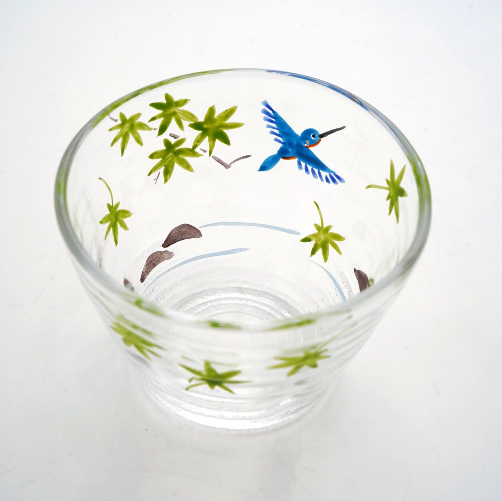 京の色絵ガラス 【京絵付け】京の色絵ガラス そば猪口 かわせみ〈1個