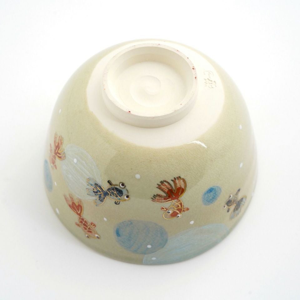 清水焼　京焼　鉄絵　染付　金魚　茶碗　アンティーク　オブジェ 京焼・清水焼（京都府） 【京焼・清水焼】金魚 抹茶碗〈1個〉 |皿や鉢