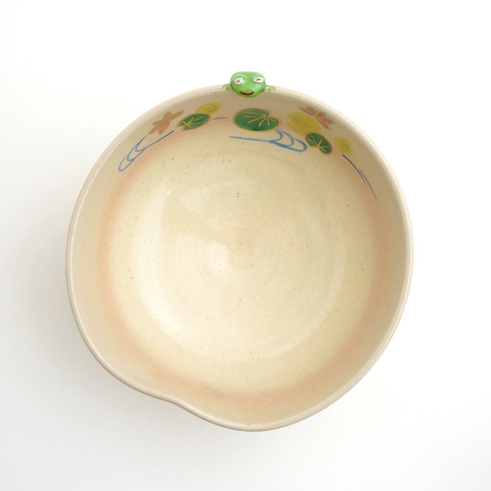 京焼・清水焼（京都府） 【京焼・清水焼】蓮とカエル 抹茶碗〈1個